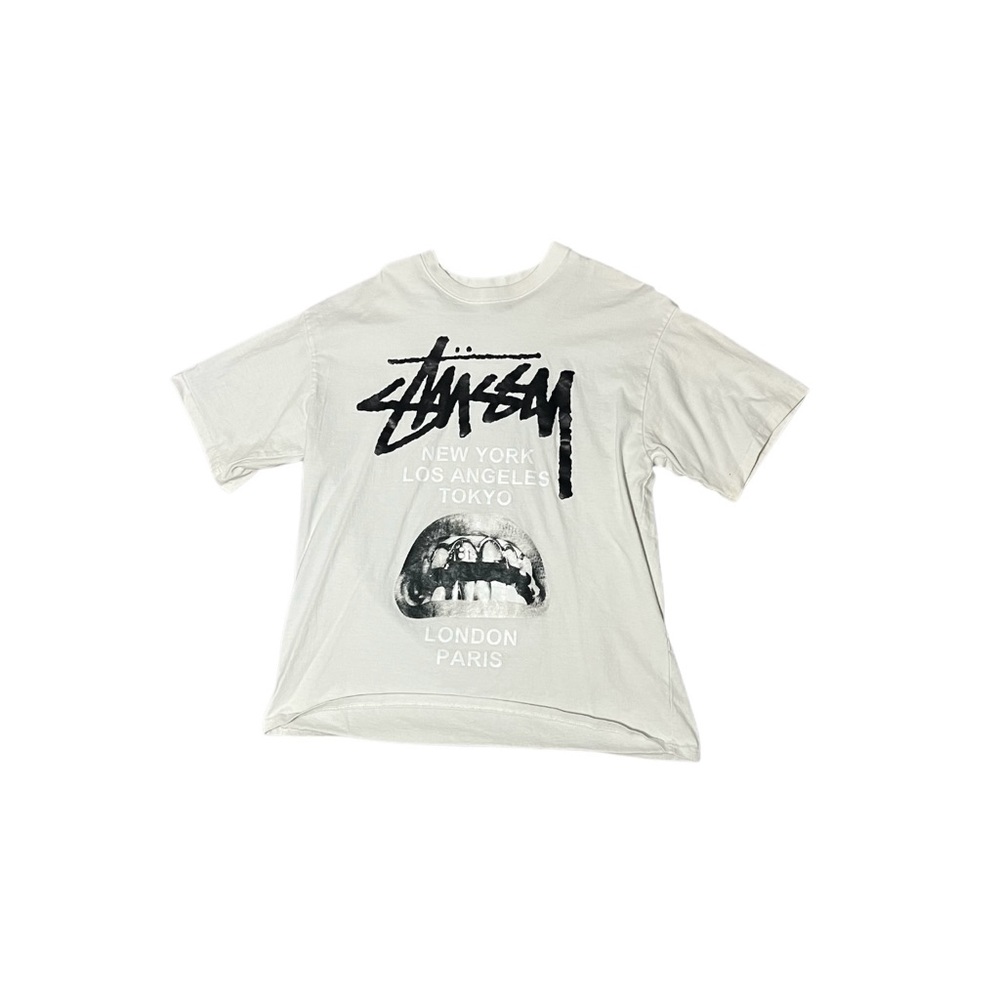 Stussy White Tee with Graphic Print
